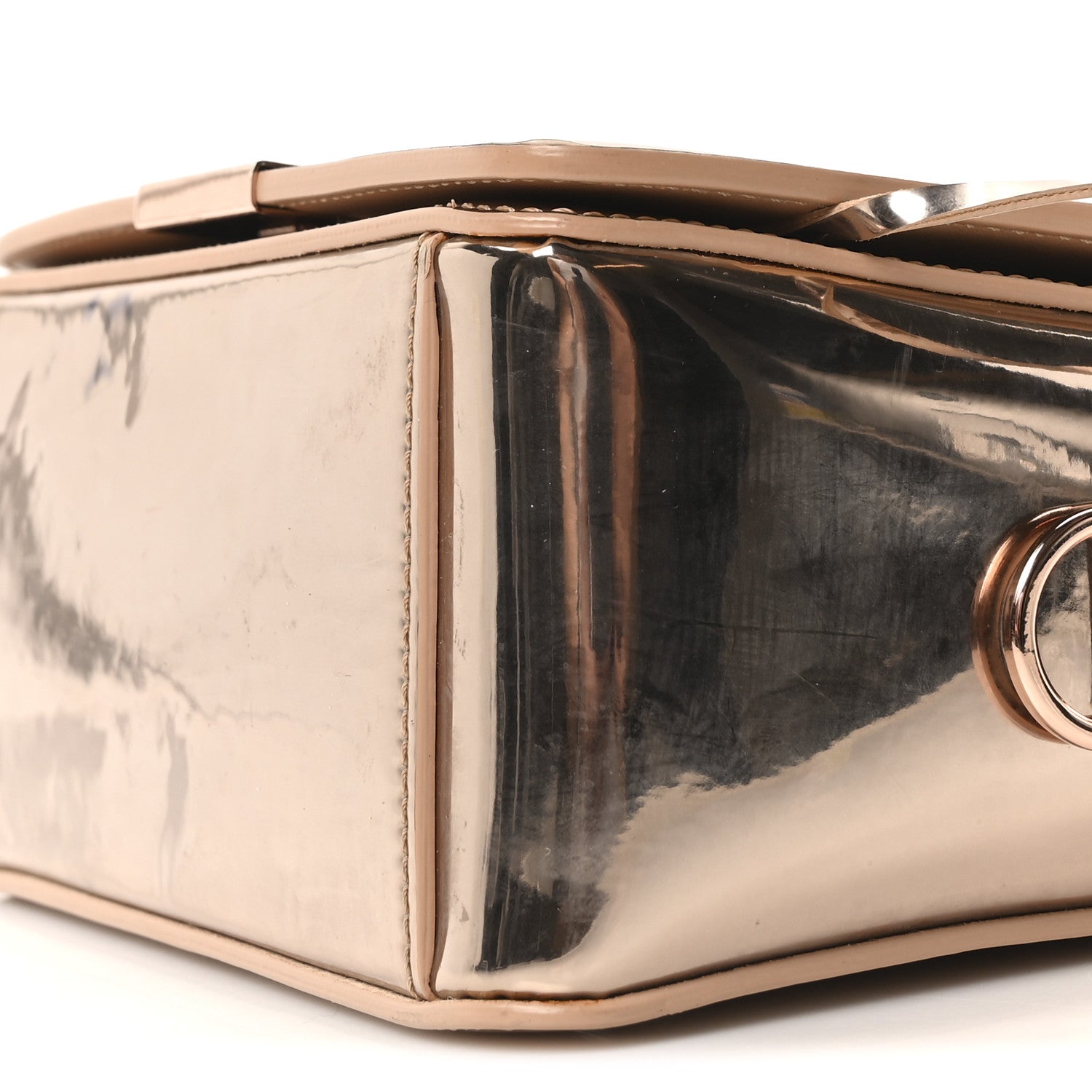 Patent Mirror Binder Clip Bag Rose Gold