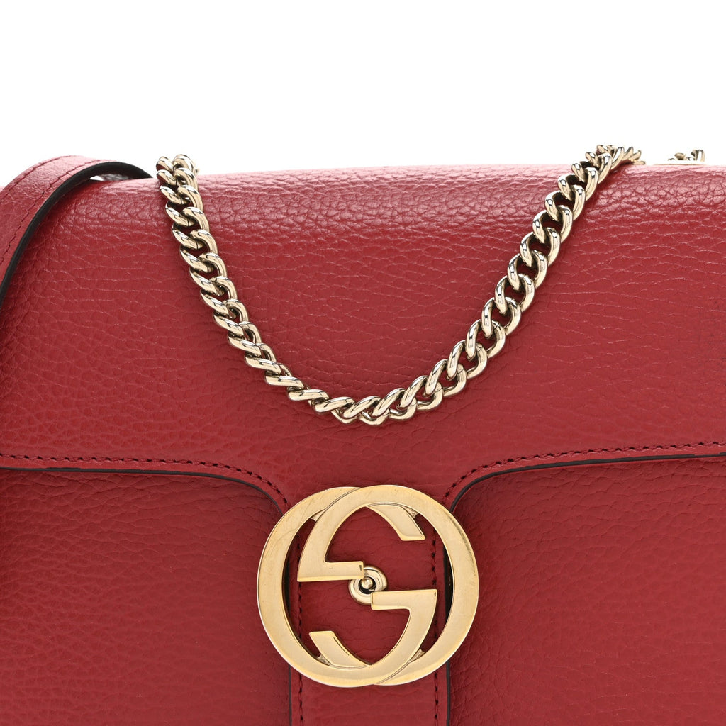 Dollar Calfskin Small Interlocking G Shoulder Bag Red