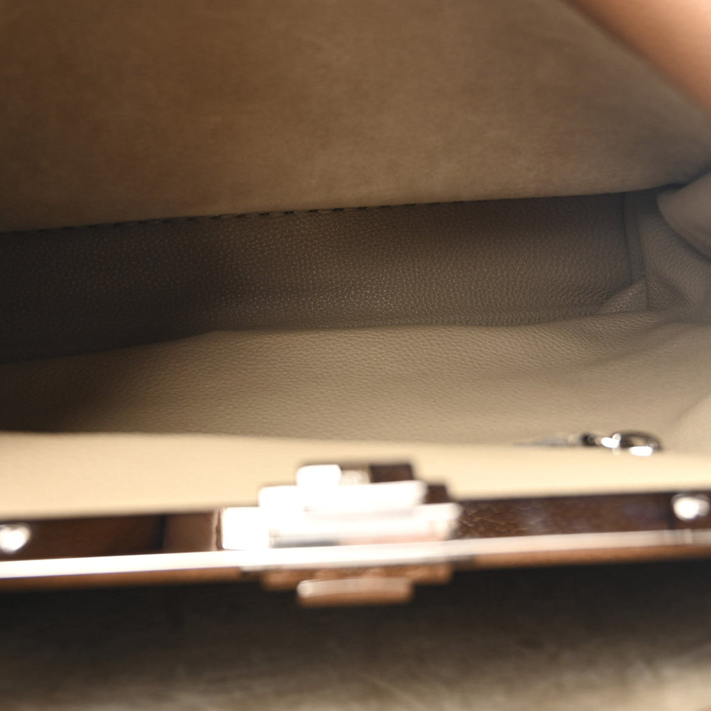 Cuoio Romano Selleria Bi-Color Large Peekaboo Iconic Satchel  Mou Deserto