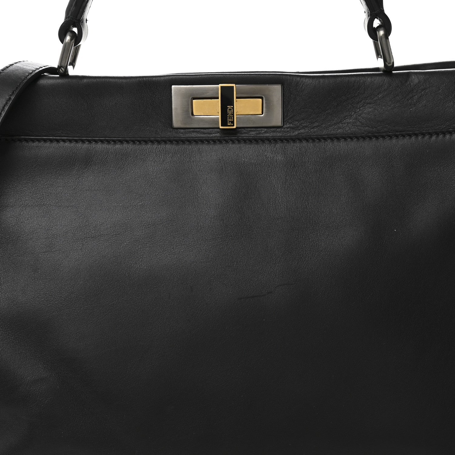 Calfskin Calf Hair Leopard Print Large Peekaboo Iconic Satchel Black