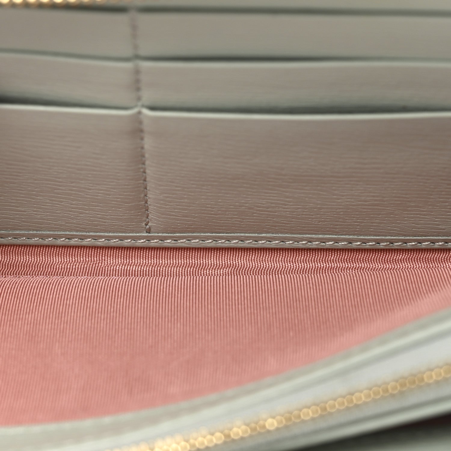 Textured Calfskin Gucci Script Zip Around Wallet Light Blue