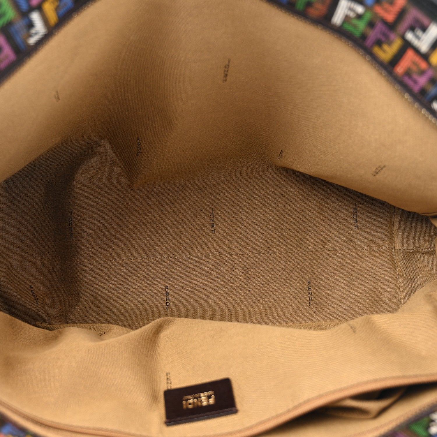 Zucca Spalmati Patent Zucchino Screen Print Medium Roll Tote Tobacco Multicolor Black