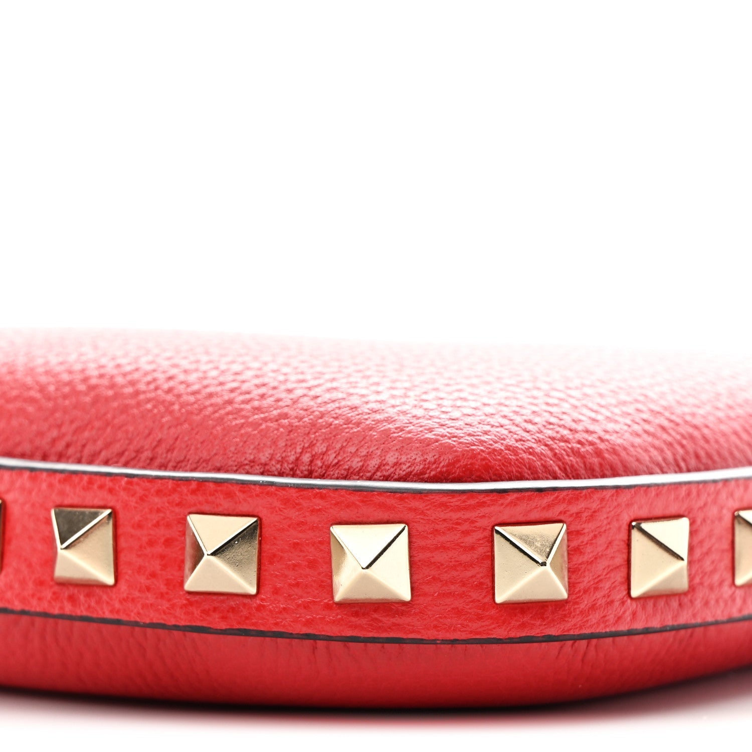 Grainy Calfskin Rockstud Mini Hobo Red