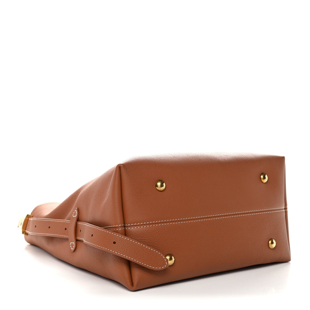Grained Calfskin Low Key Hobo MM Cognac