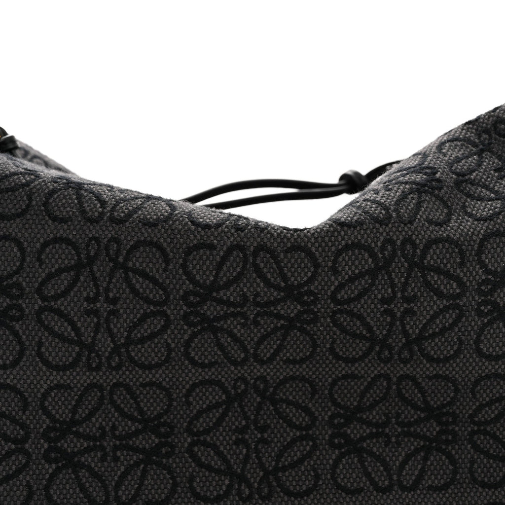 Jacquard Anagram Calfskin Medium Cubi Bag Anthracite Black
