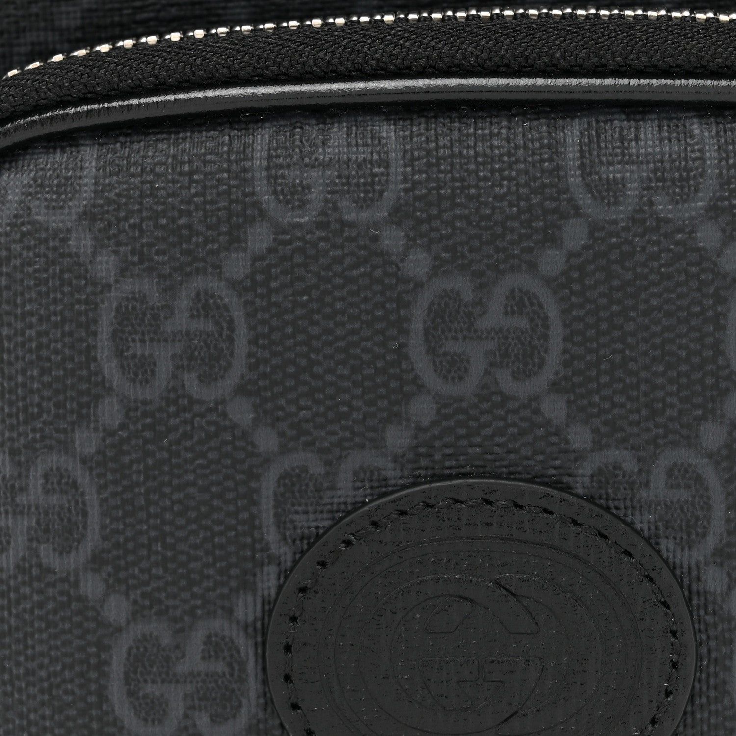 GG Supreme Monogram Azalea Calfskin Mini Retro Interlocking G Bag Black