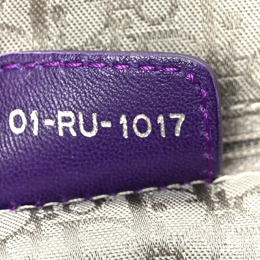 Lambskin Plisse Pleated Frame Satchel Violet Fonce