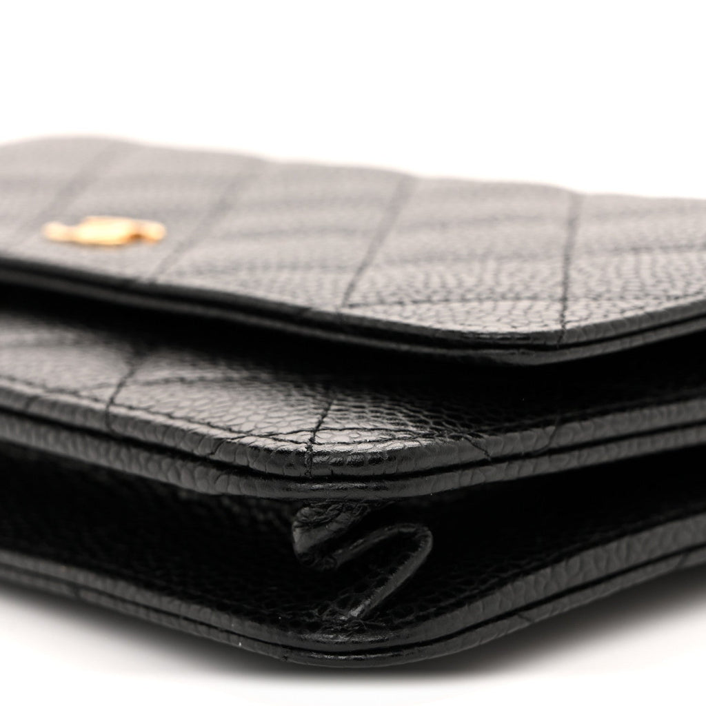 Caviar Quilted Wallet On Chain WOC Black