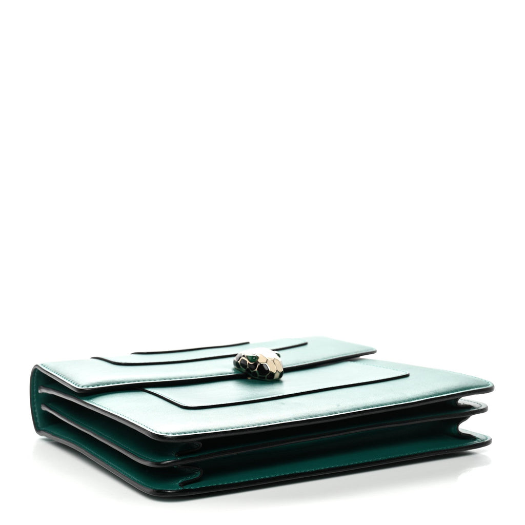Calfskin Large Serpenti Forever Top Handle Emerald Green