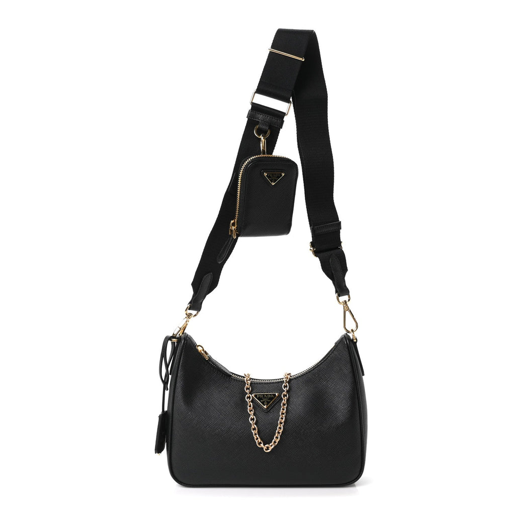 Saffiano Lux Re-Edition 2005 Shoulder Bag Black