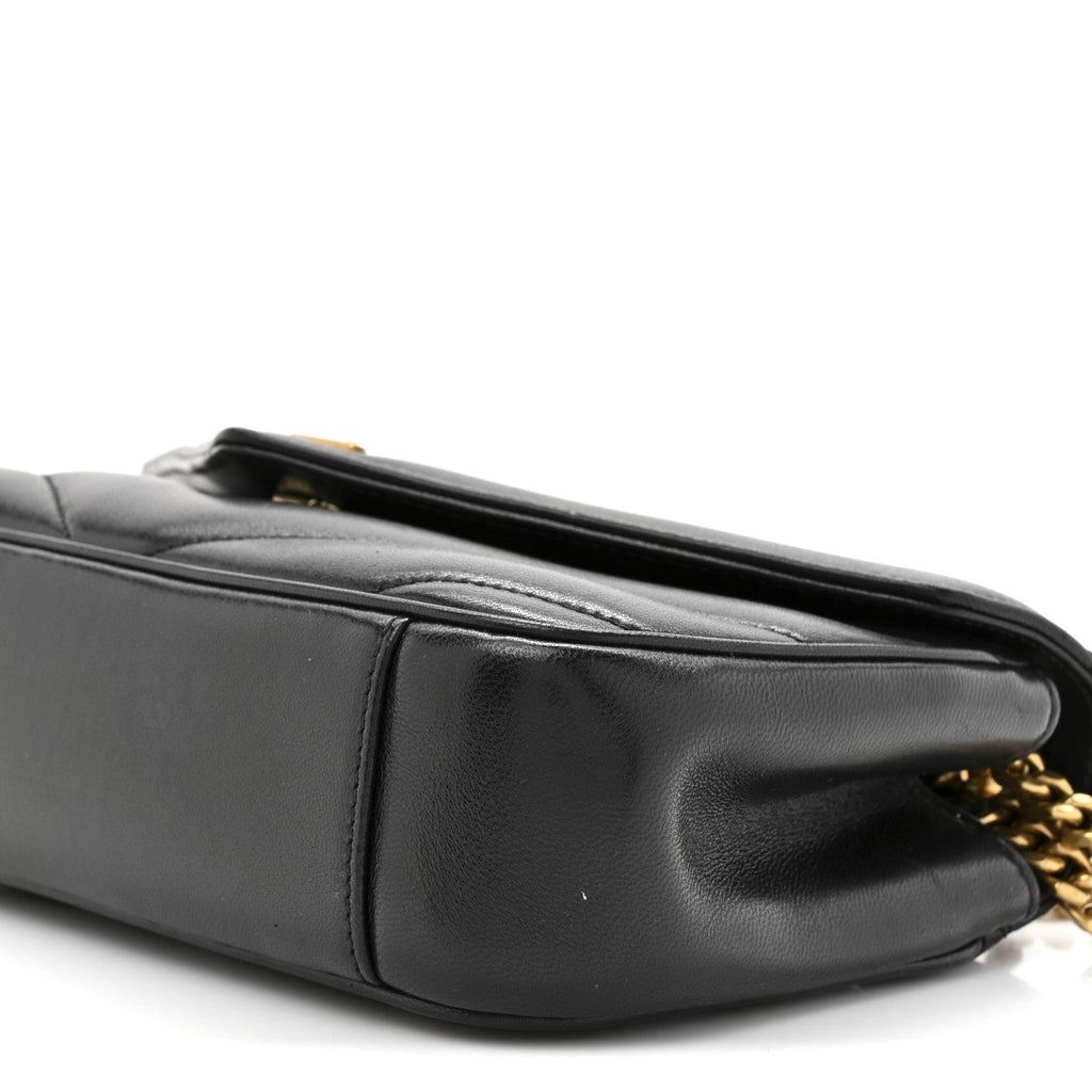 Lambskin Chevron Quilted Small Loulou Black