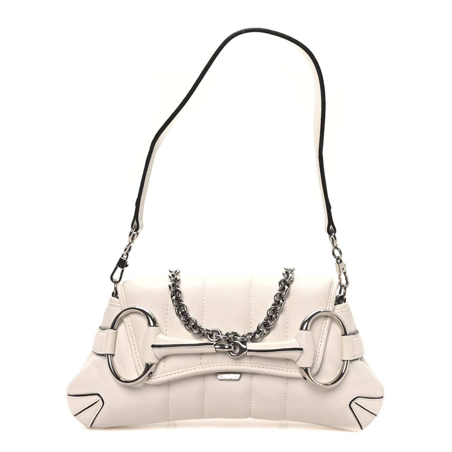 Nappa Vertical Matelasse Small Maxi Horsebit Chain Shoulder Bag Great White
