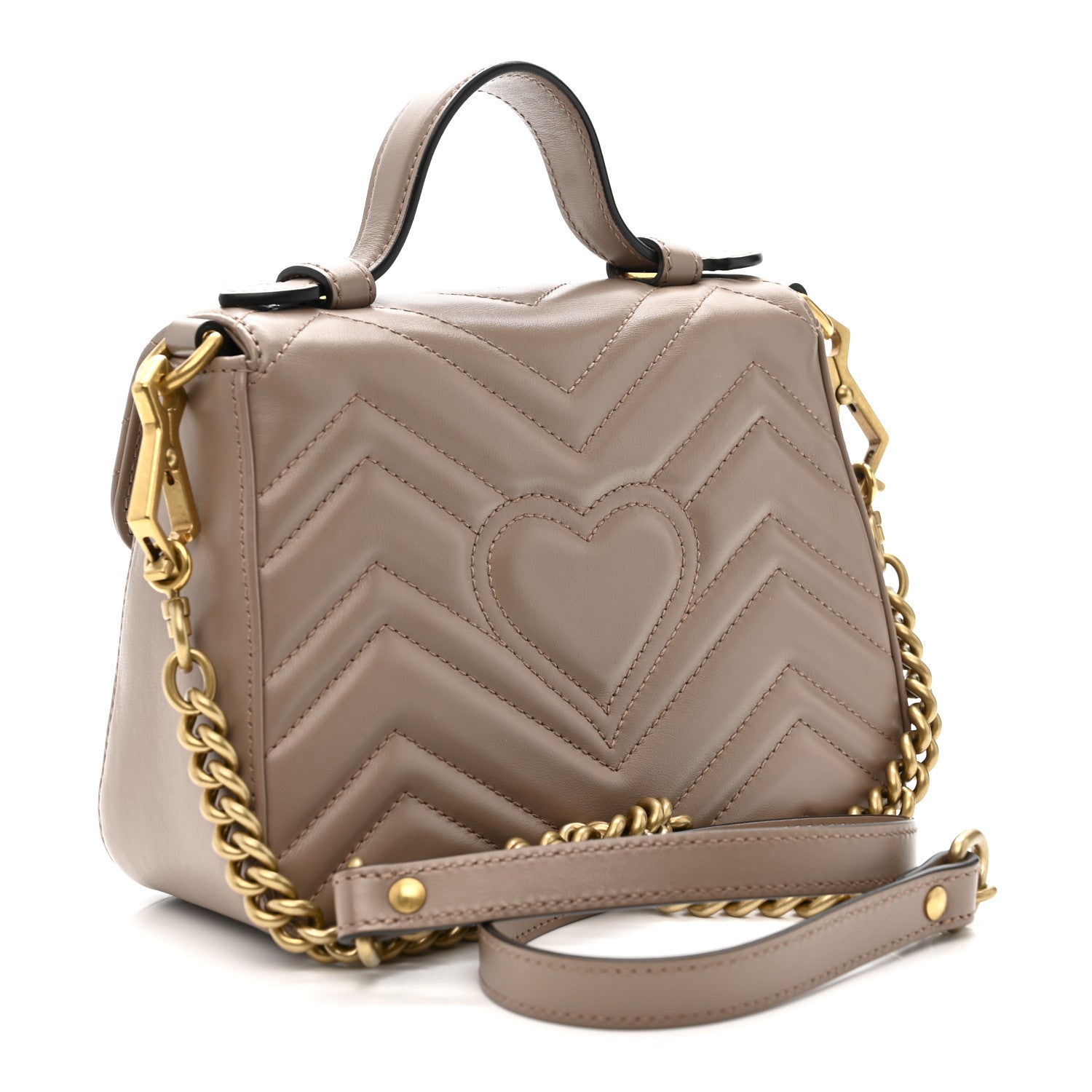 Calfskin Matelasse Mini GG Marmont Top Handle Shoulder Bag Porcelain Rose