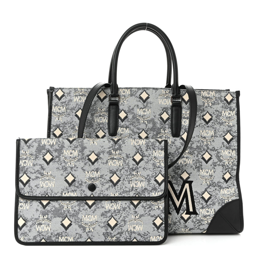 Nappa Jacquard Monogram Large Tote Grey