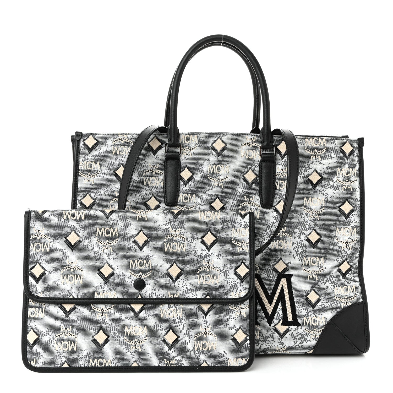 Nappa Jacquard Monogram Large Tote Grey