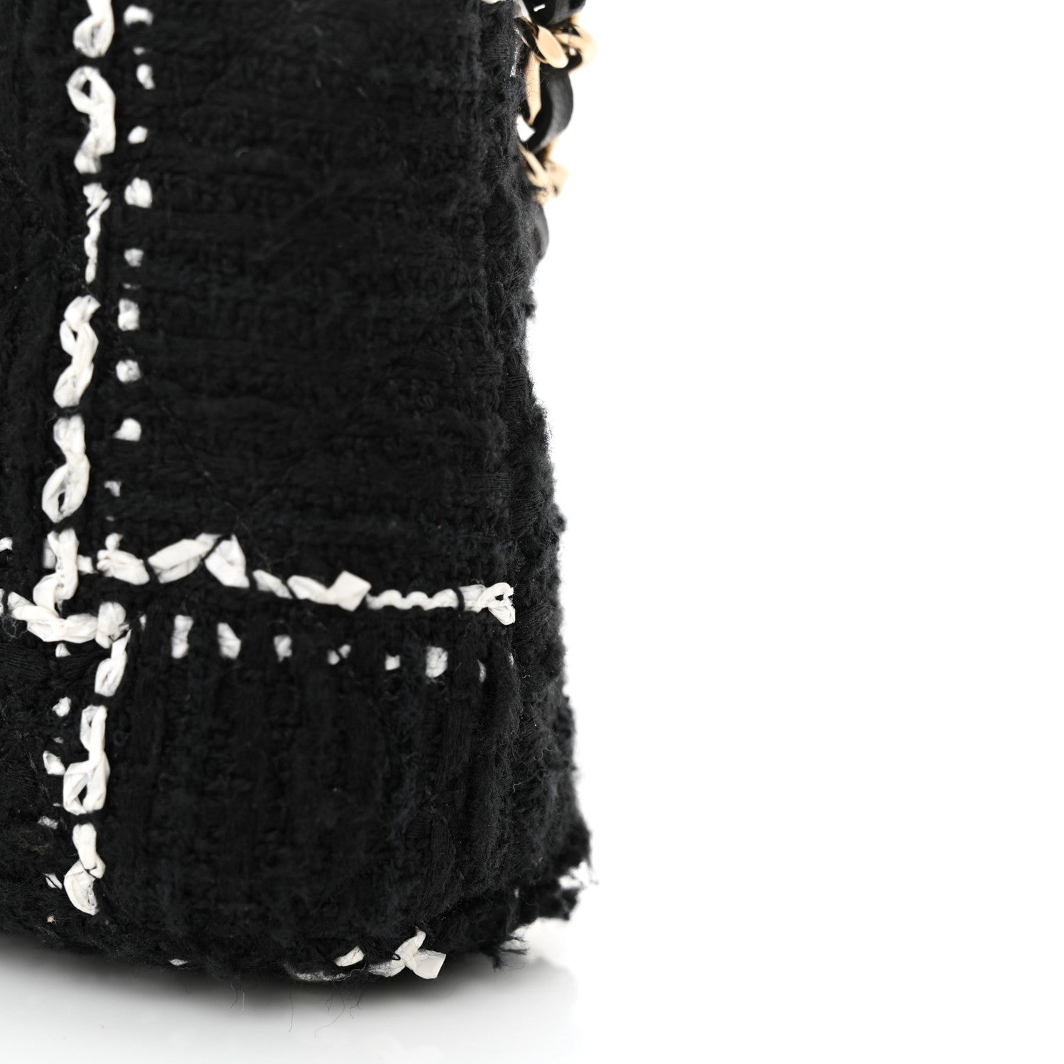 Tweed Quilted Mini Clutch With Chain Black White
