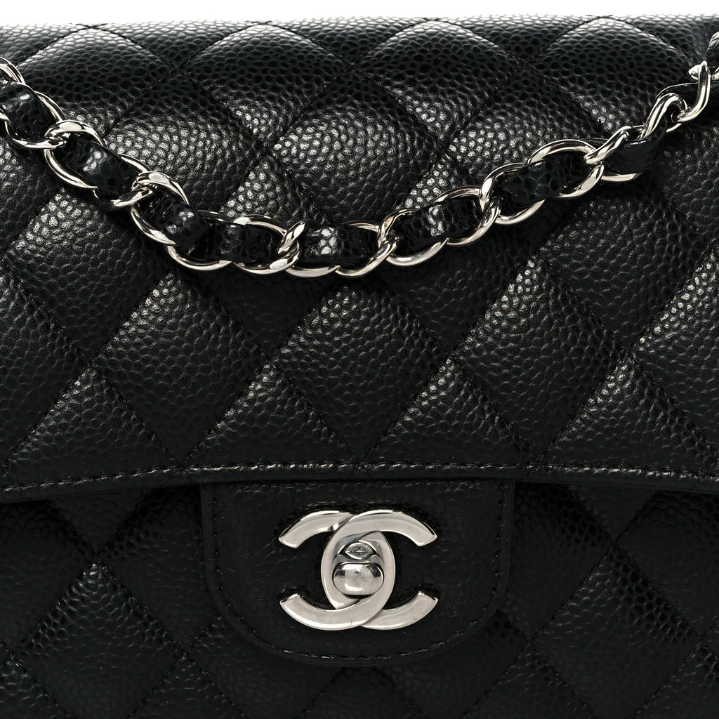 Caviar Quilted Small Double Flap Black