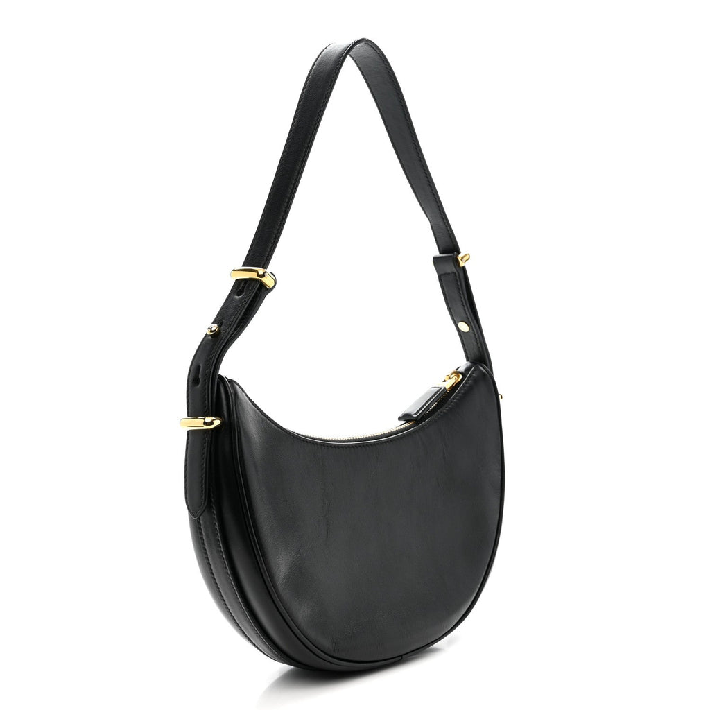 Soft Calfskin Arque Shoulder Bag Black
