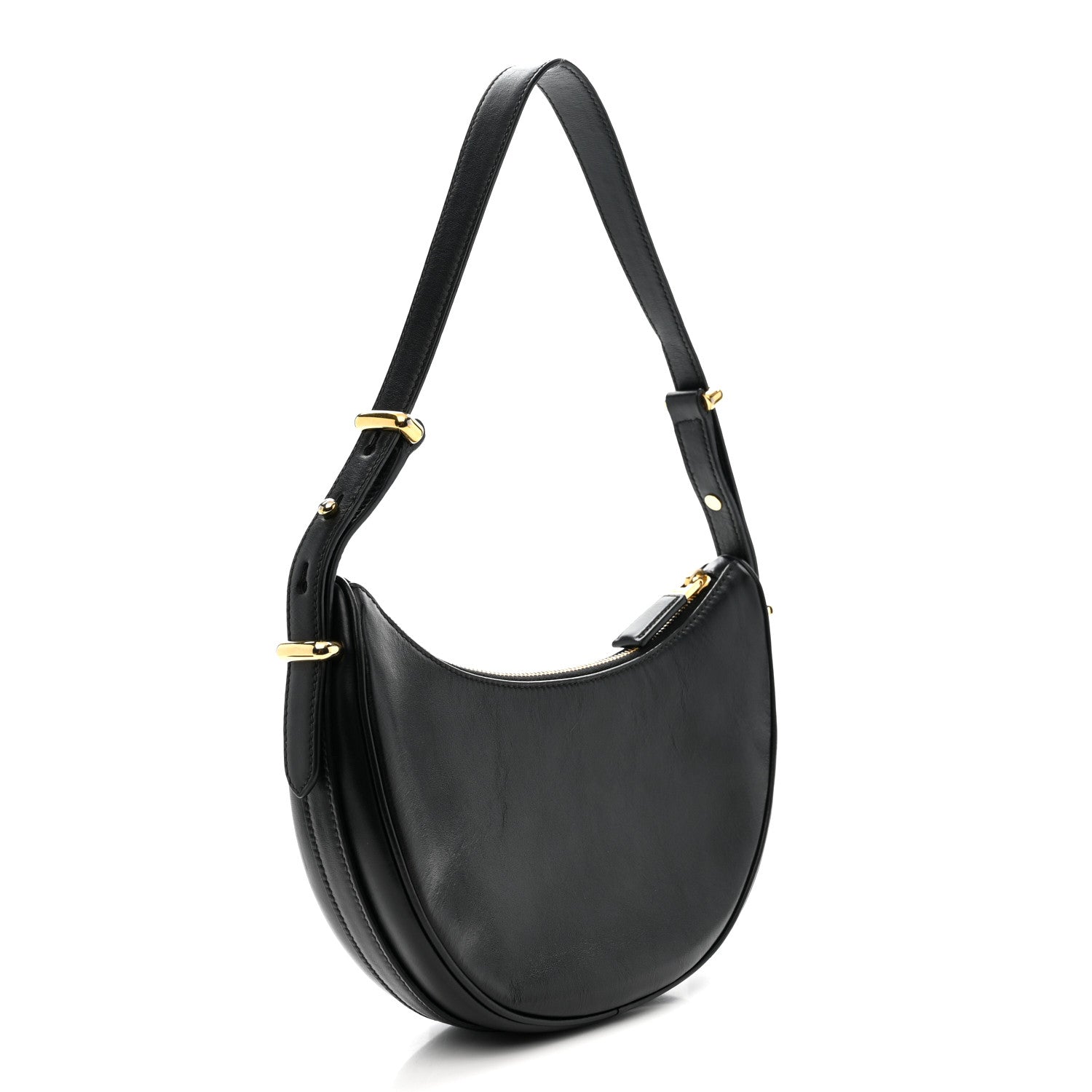 Soft Calfskin Arque Shoulder Bag Black
