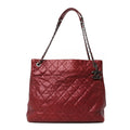 Iridescent Caviar Quilted Tall Chic Shopping Tote Red