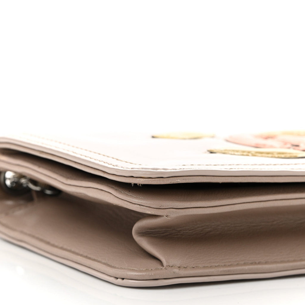 Vinyl Lipstick Wallet On Chain WOC Beige