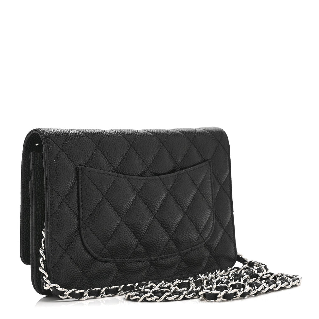 Caviar Quilted Wallet on Chain WOC Black