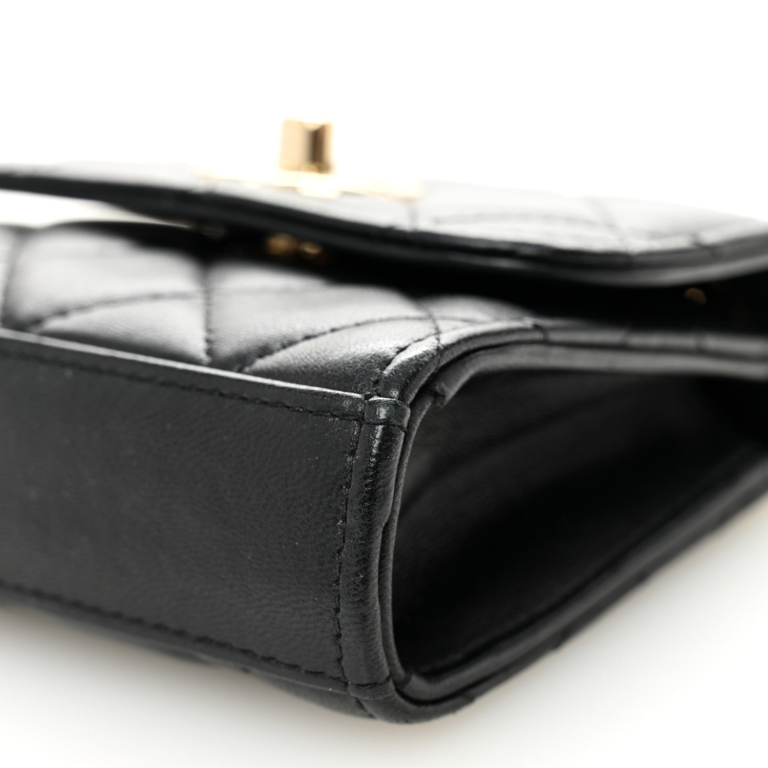 Lambskin Quilted Trendy CC  Holder On Chain Black