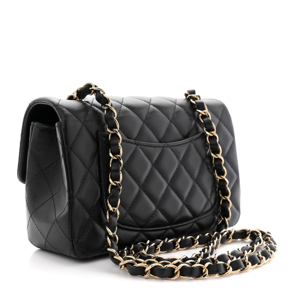 Lambskin Quilted Hollywood Charms Mini Rectangular Flap Black
