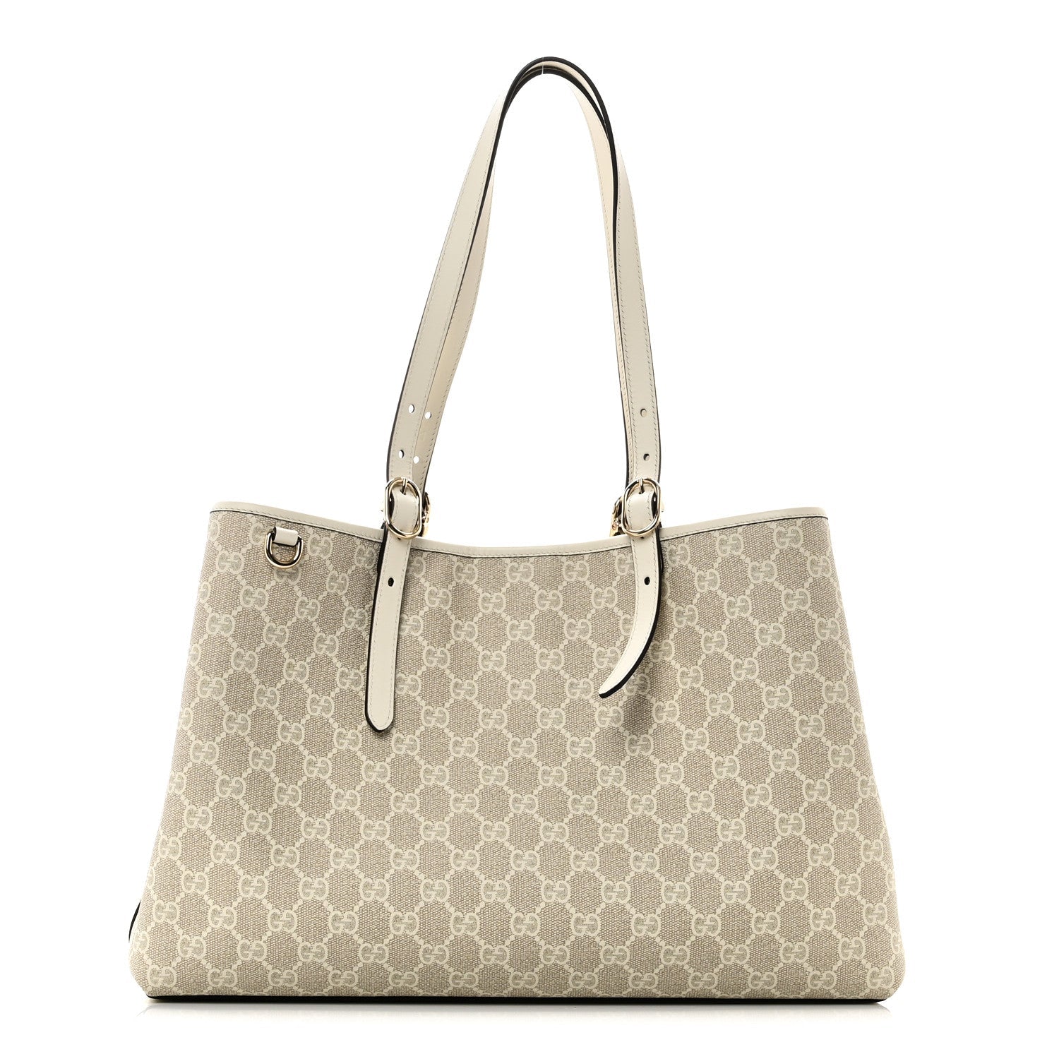GG Supreme Monogram Emblem Large Tote Bag  Mystic White Oatmeal