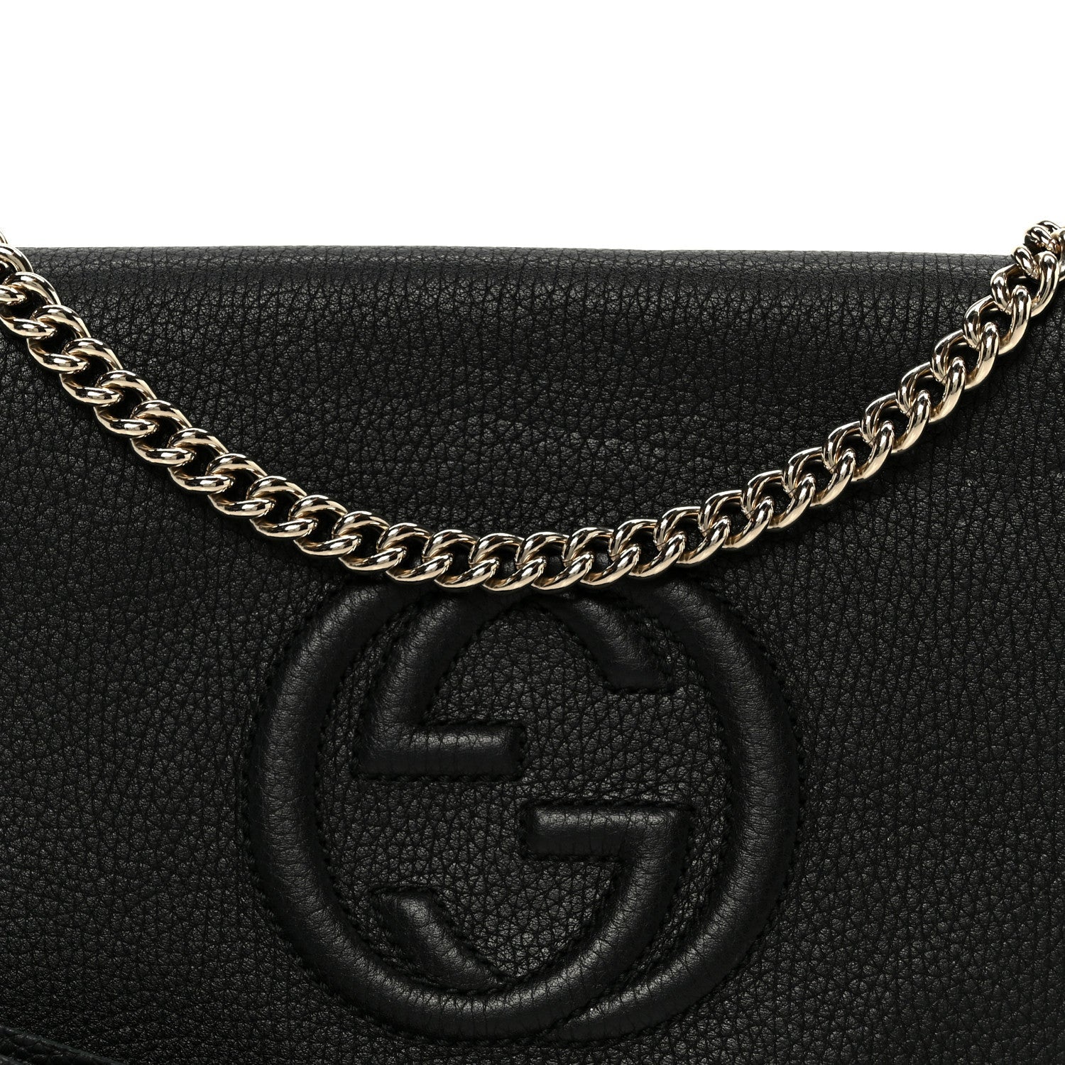 Pebbled Calfskin Medium Soho Flap Crossbody Black