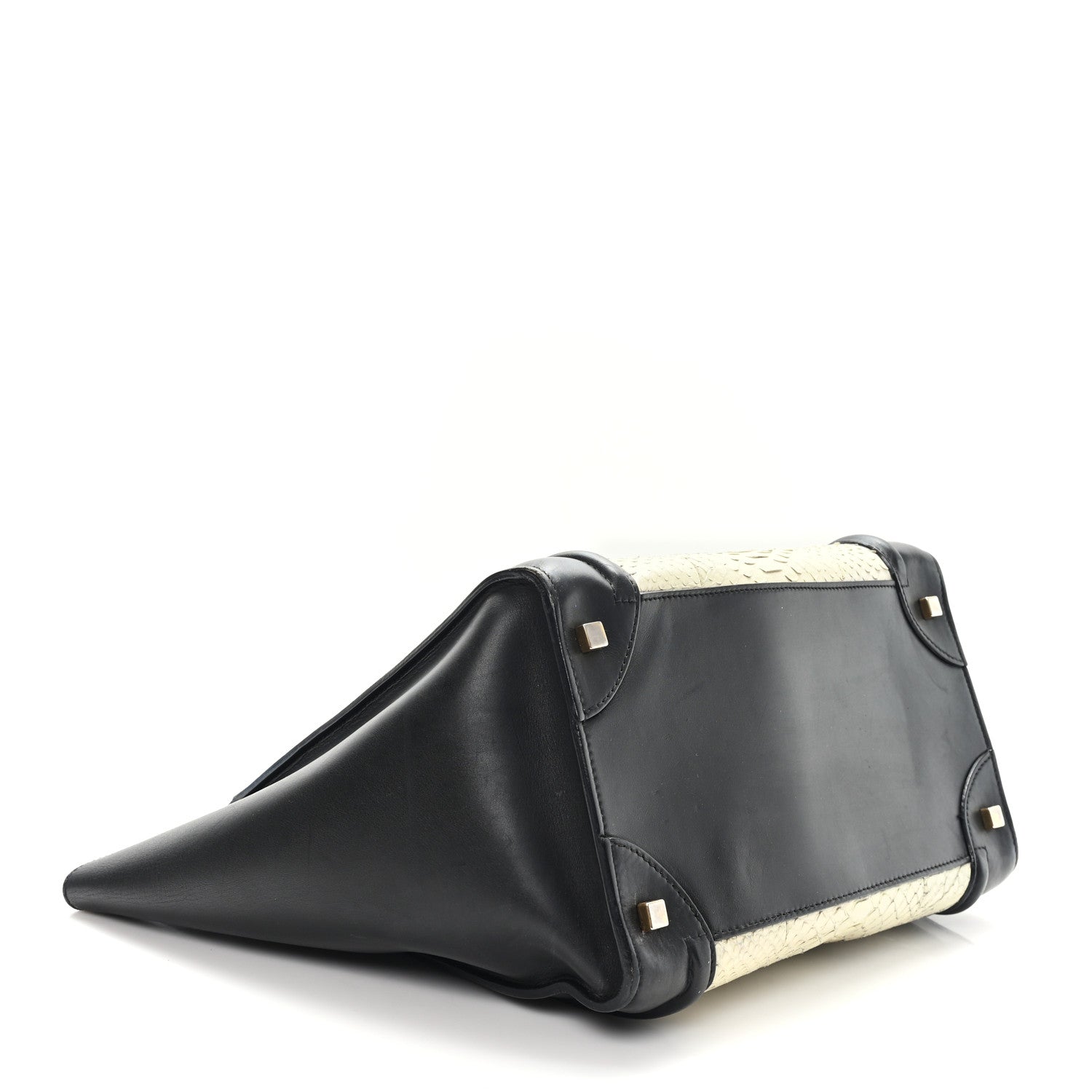 Calfskin Snakeskin Mini Luggage Black White