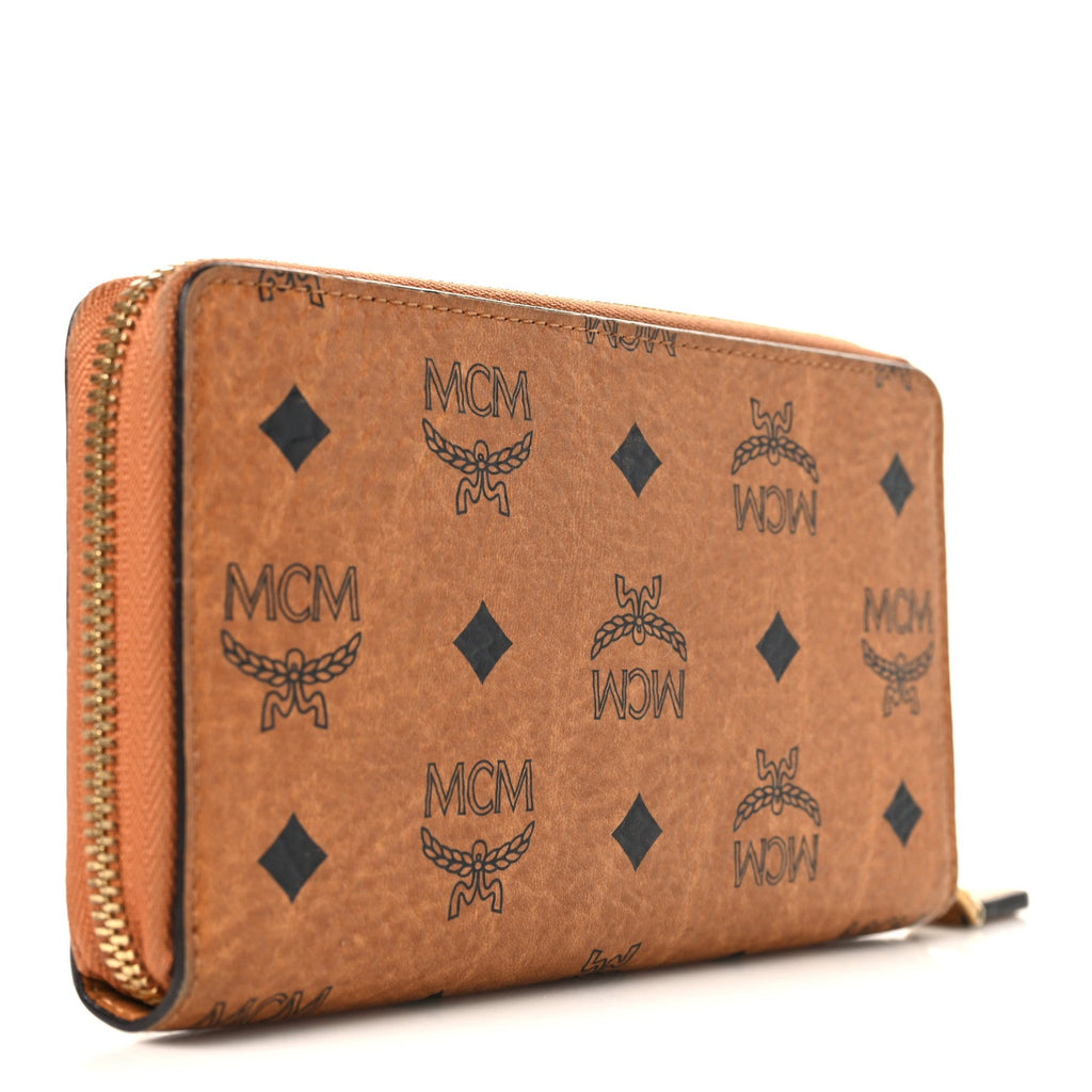 Visetos Studded Crystal Zip Around Wallet Cognac