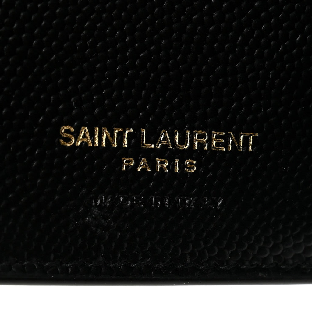 Grain De Poudre Matelasse Chevron Monogram Compact Tri Fold Wallet Black