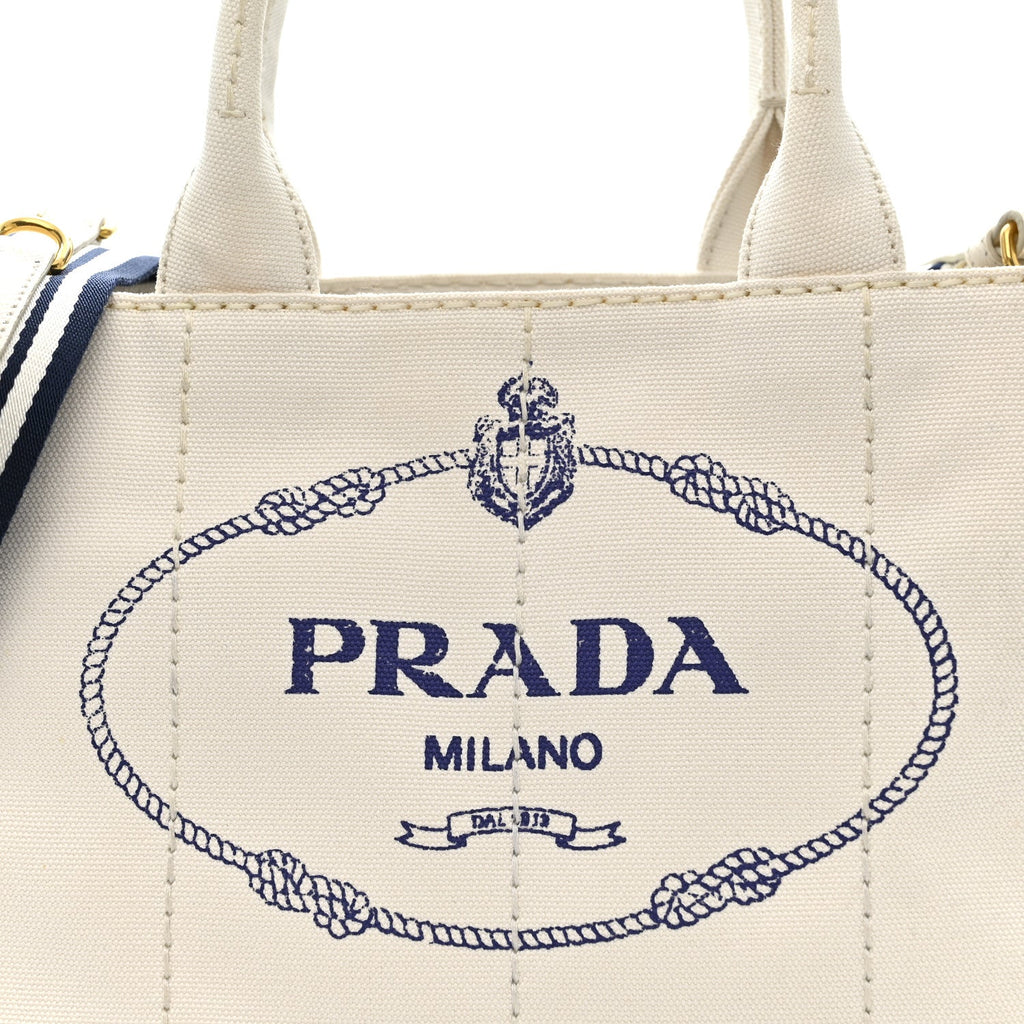 Canapa Small Logo Tote Bianco Blue