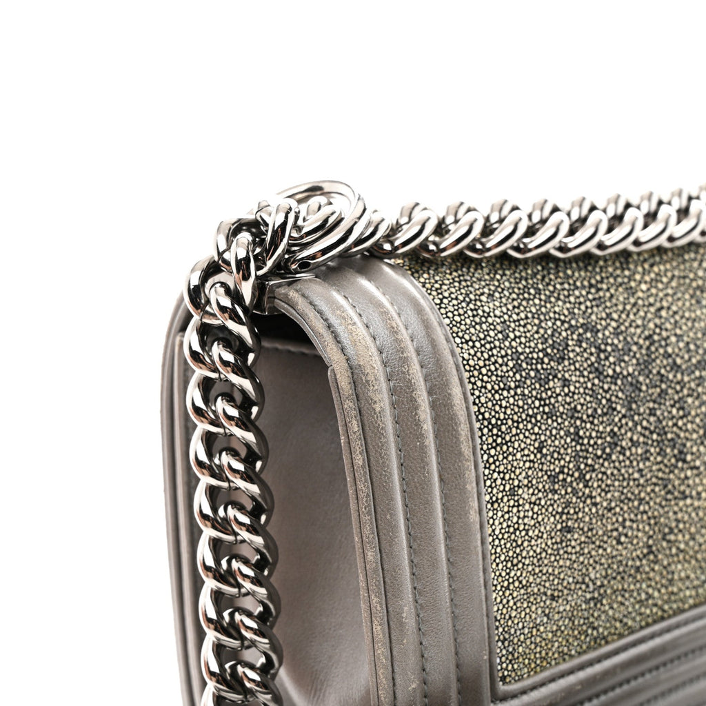 Galuchat Stingray Small Boy Flap Silver