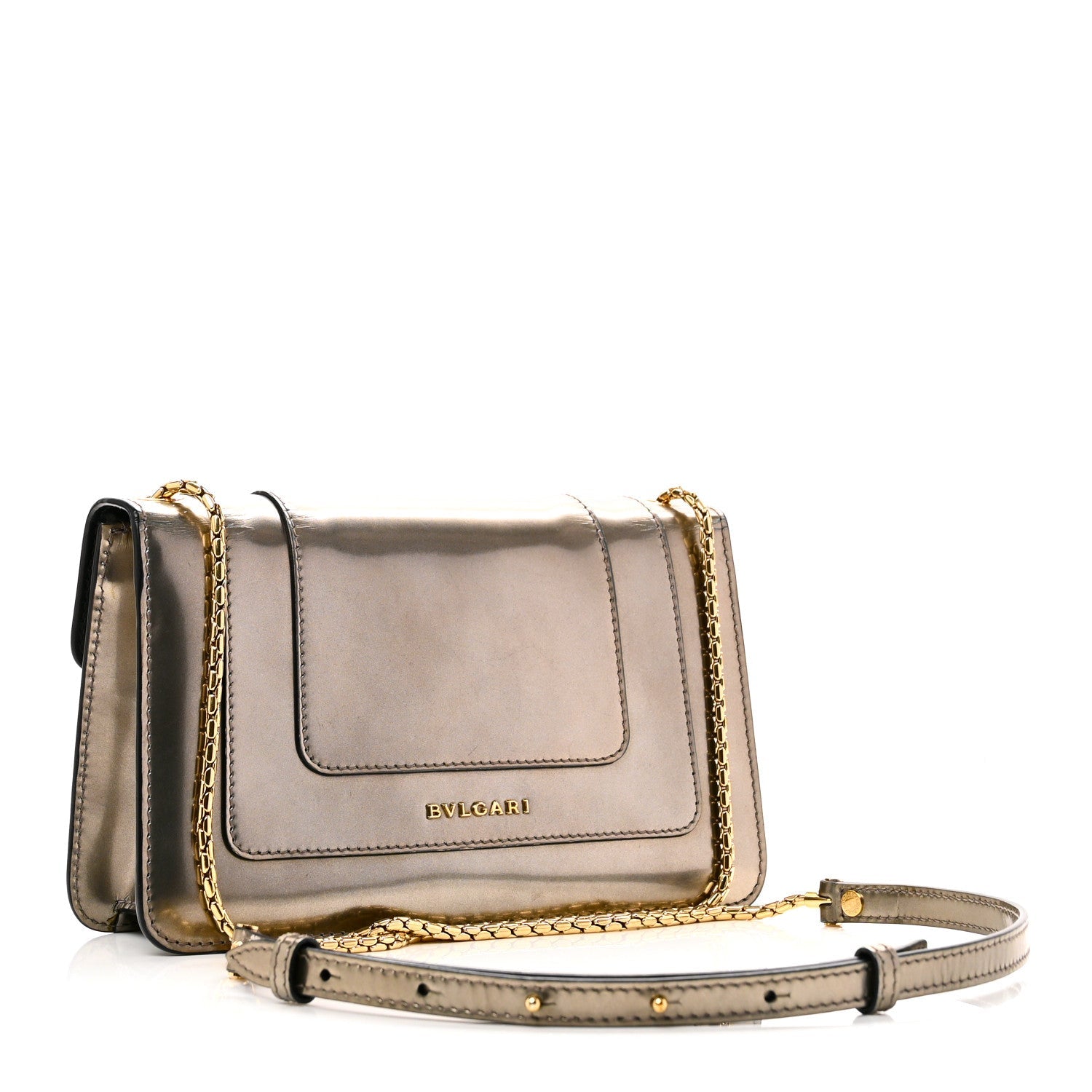 Metallic Serpenti Forever Small Shoulder Bag Silver
