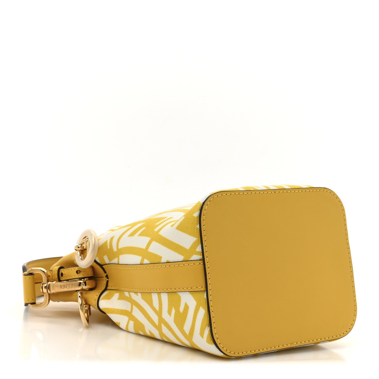 X SARAH COLEMAN Glazed Canvas Vitello King F is Fendi FF Vertigo Mini Mon Tresor Bucket Bag Mimosa White