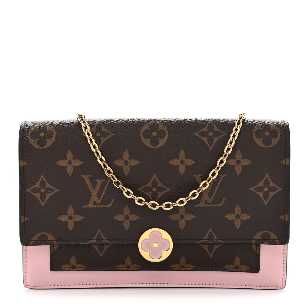 Monogram Flore Chain Wallet Rose Ballerine