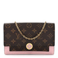 Monogram Flore Chain Wallet Rose Ballerine