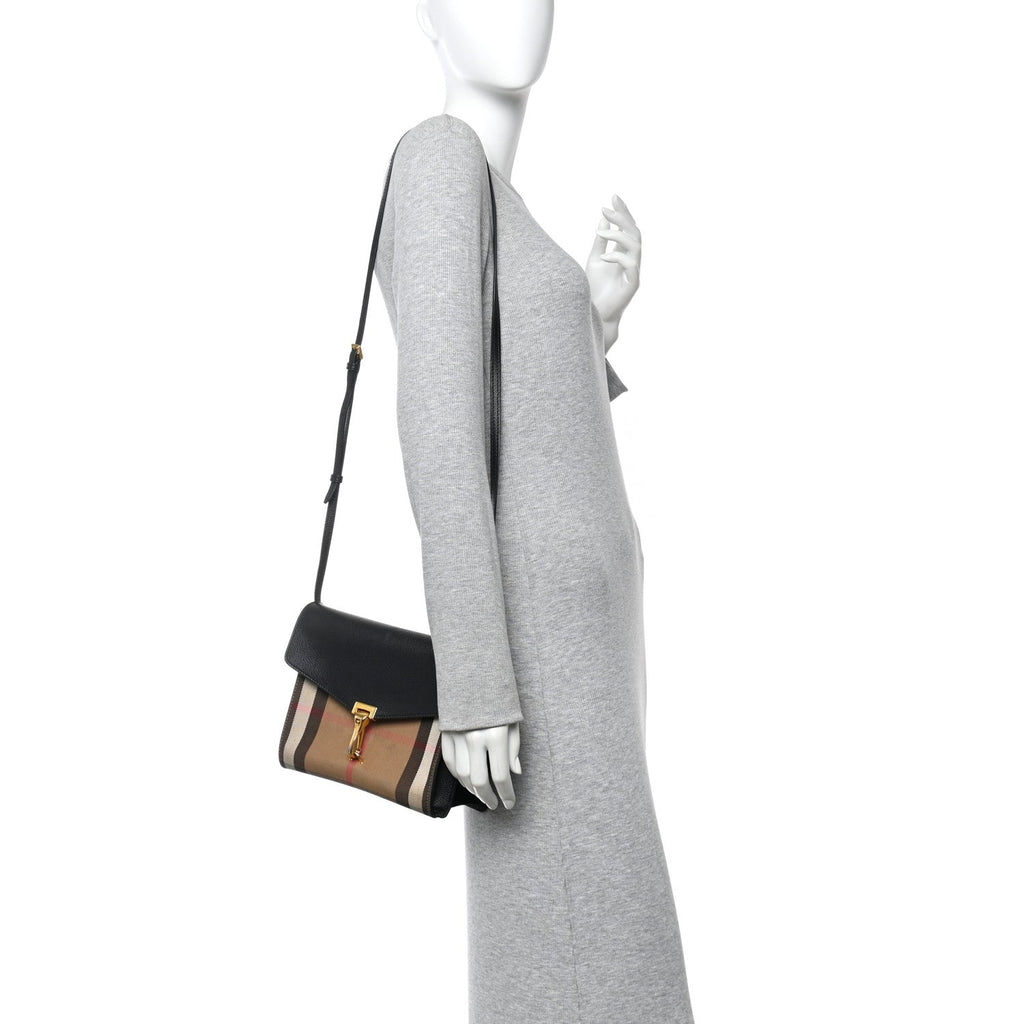 Derby Calfskin House Check Small Macken Crossbody Bag Black