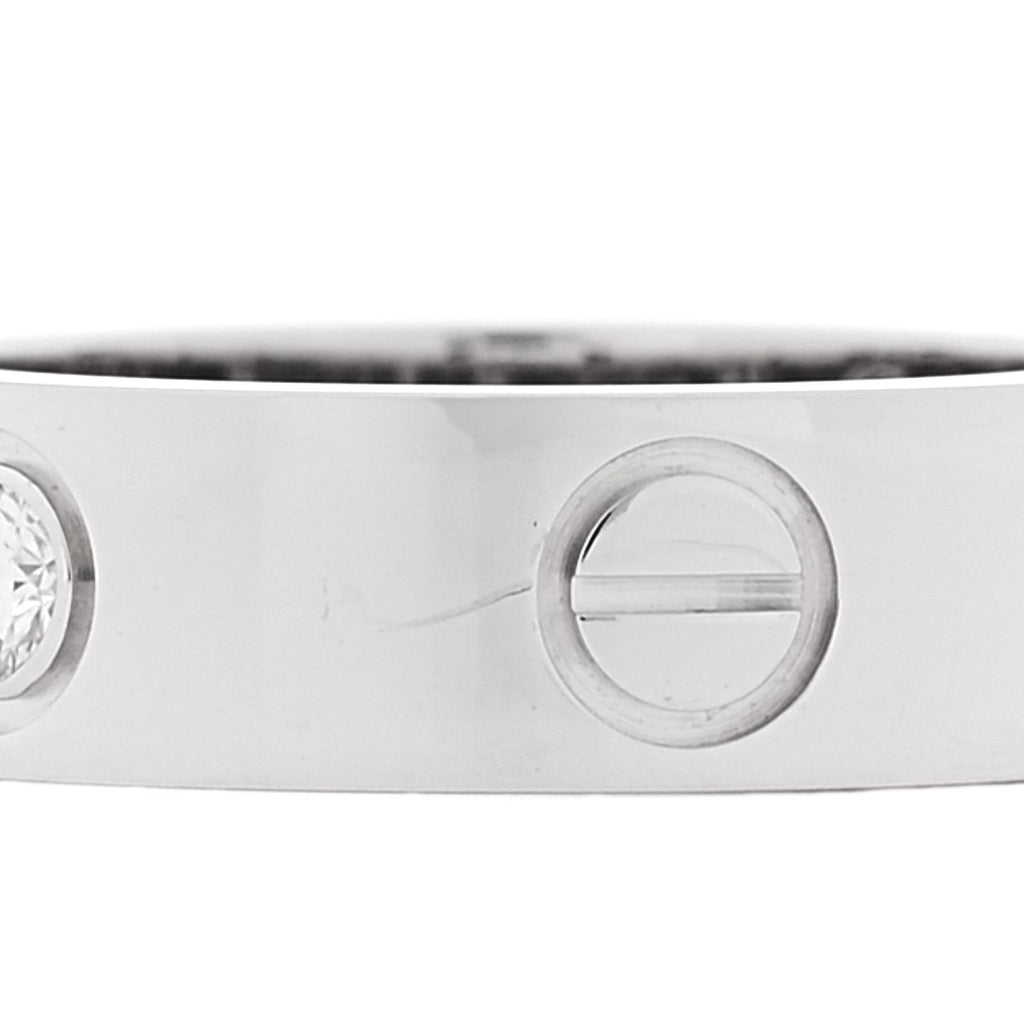 18K White Gold 3 Diamond 5.5mm LOVE Ring 51 5.75