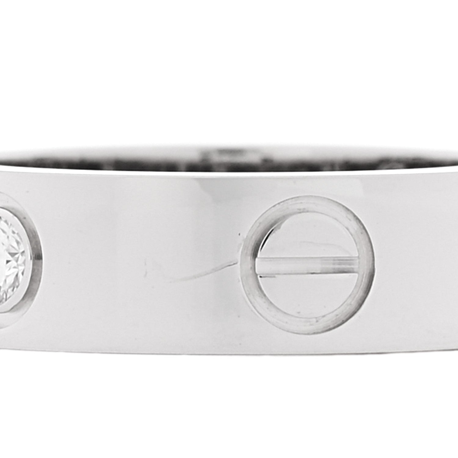 18K White Gold 3 Diamond 5.5mm LOVE Ring 51 5.75