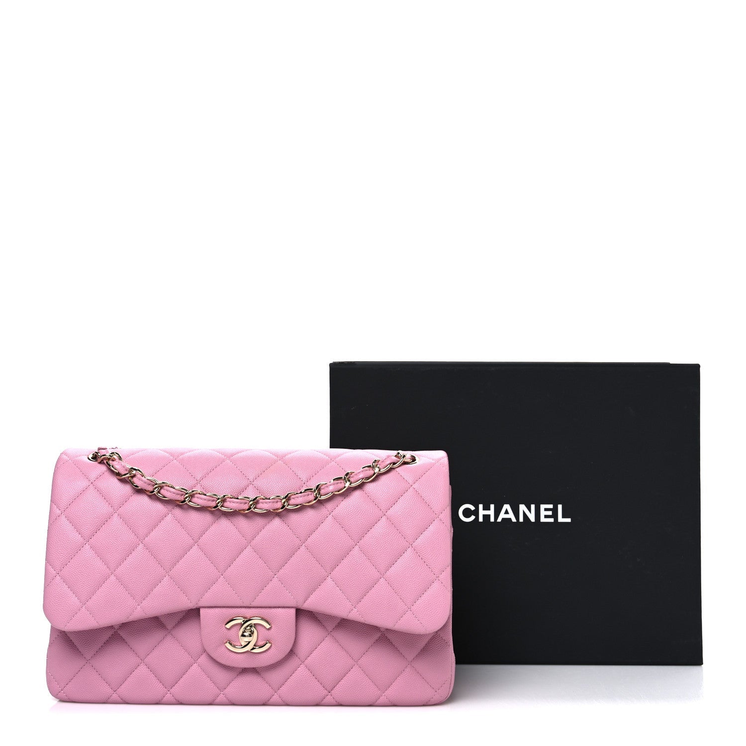 Caviar Quilted Jumbo Double Flap Pink