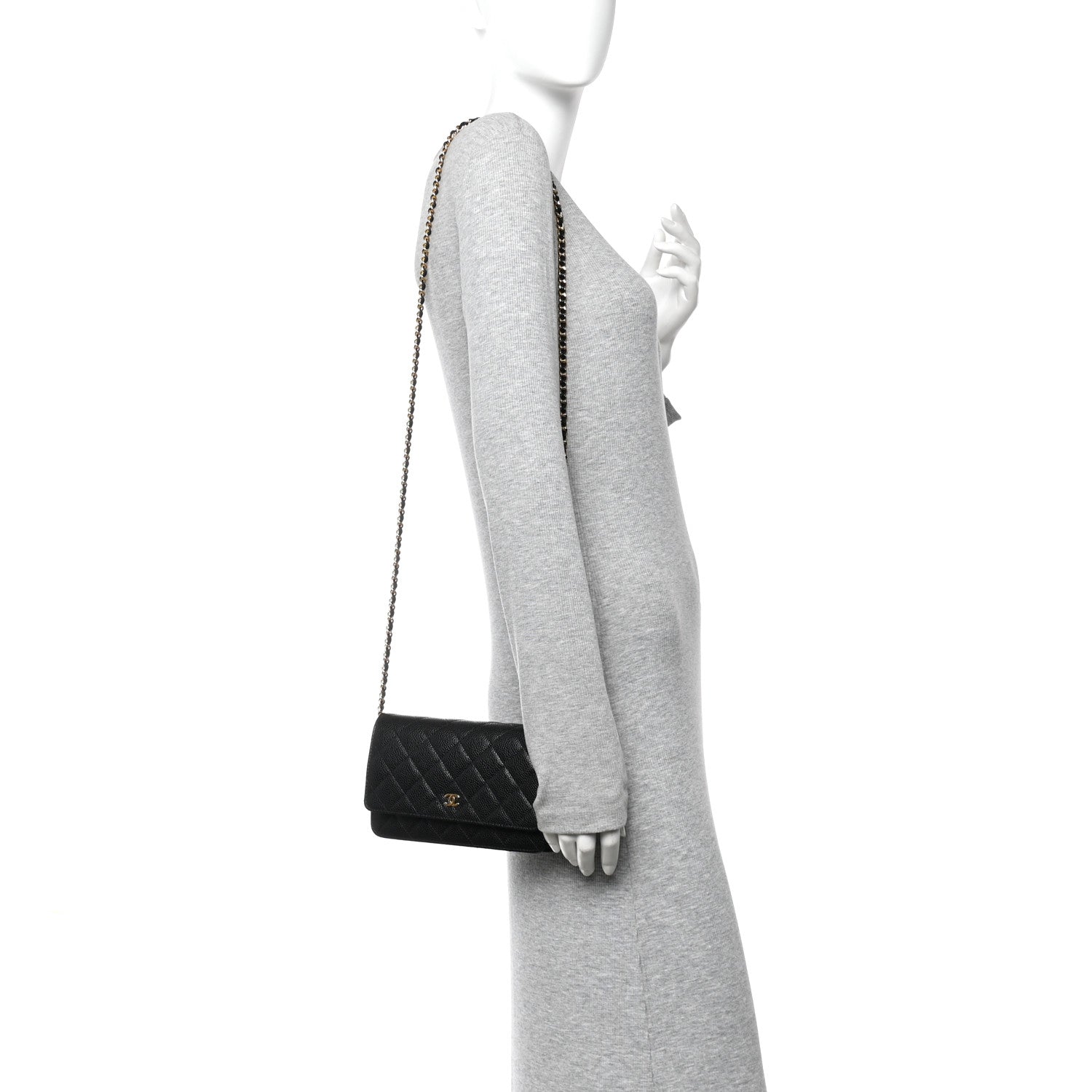 Caviar Quilted Wallet On Chain WOC Black