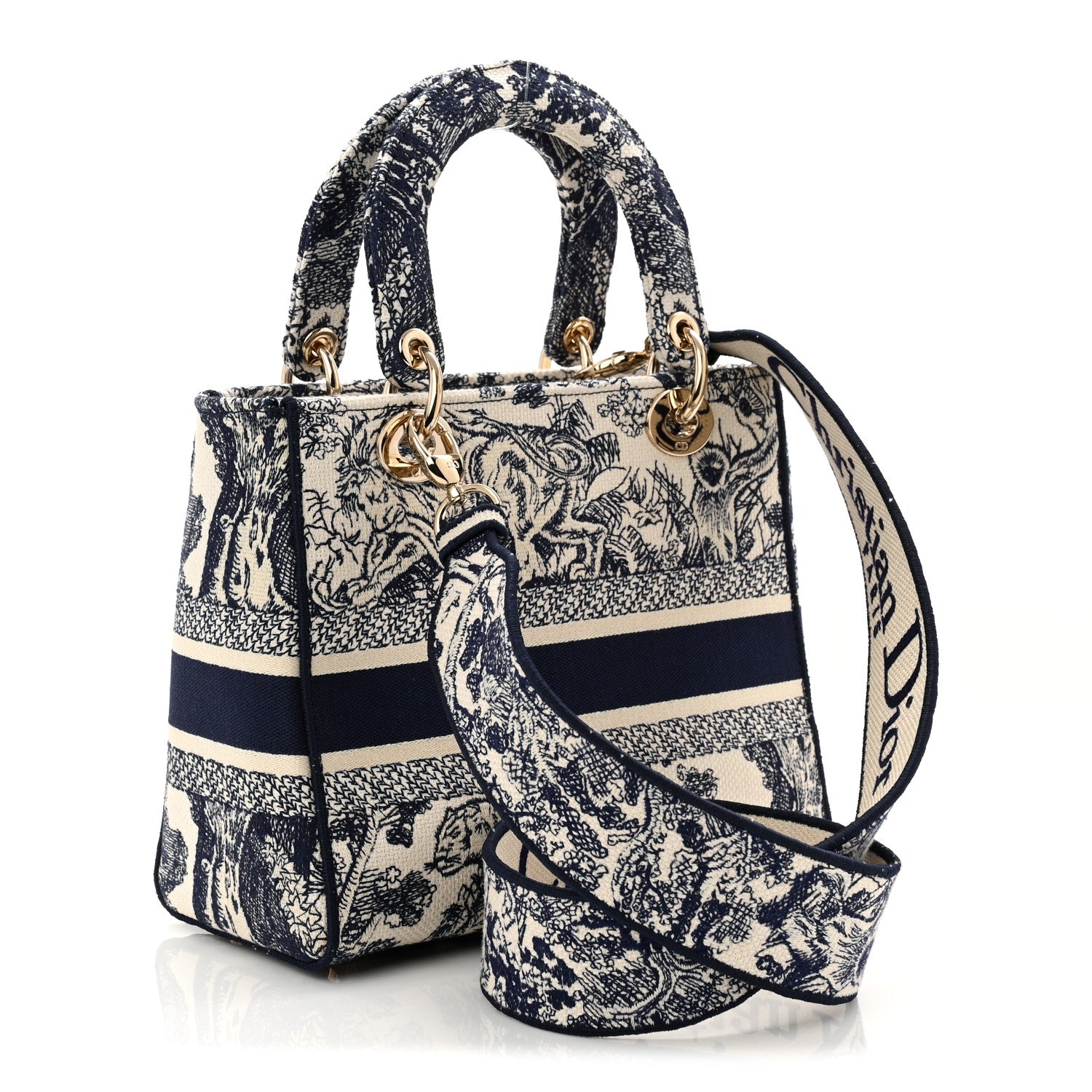 Toile De Jouy Embroidered Medium Lady D-Lite Blue
