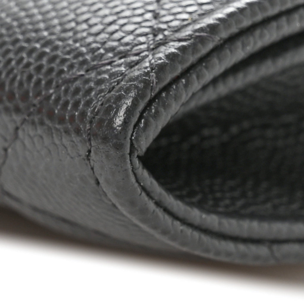 Caviar Quilted Bracelet On Chain Clutch Grey