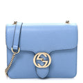 Dollar Calfskin Small Interlocking G Shoulder Bag Mineral Blue