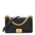 Calfskin Quilted Medium Boy Flap Black