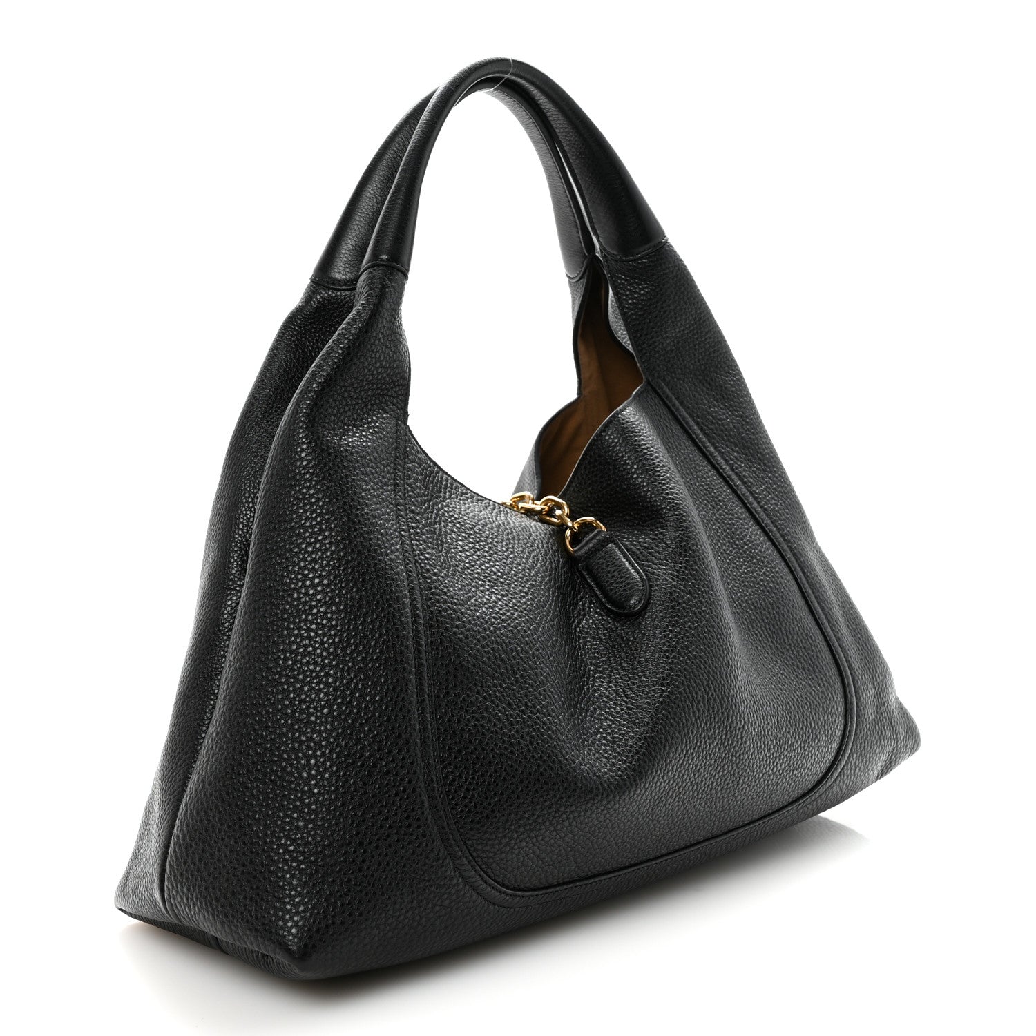 Grained Calfskin Softbit Maxi Shoulder Bag Black