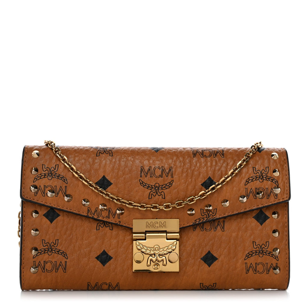Visetos Studded Patricia Wallet On Chain Cognac
